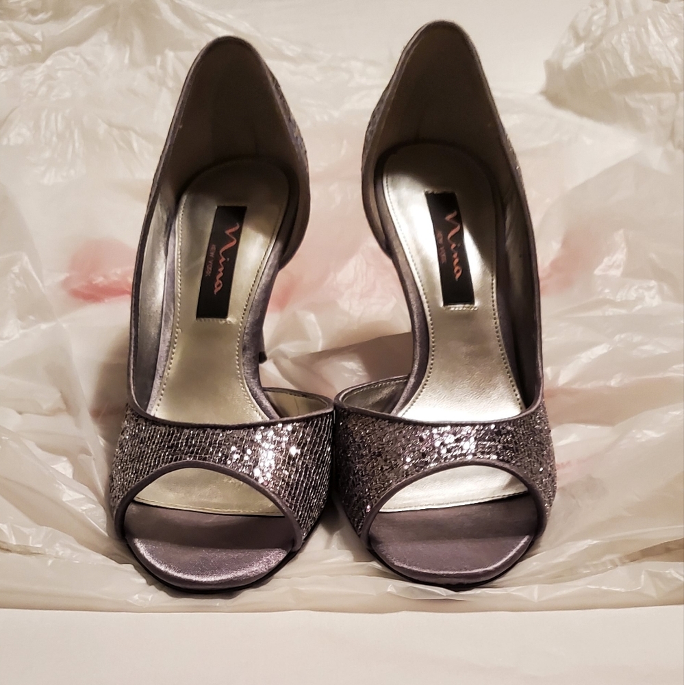 *NINA Silver Evening Shoes